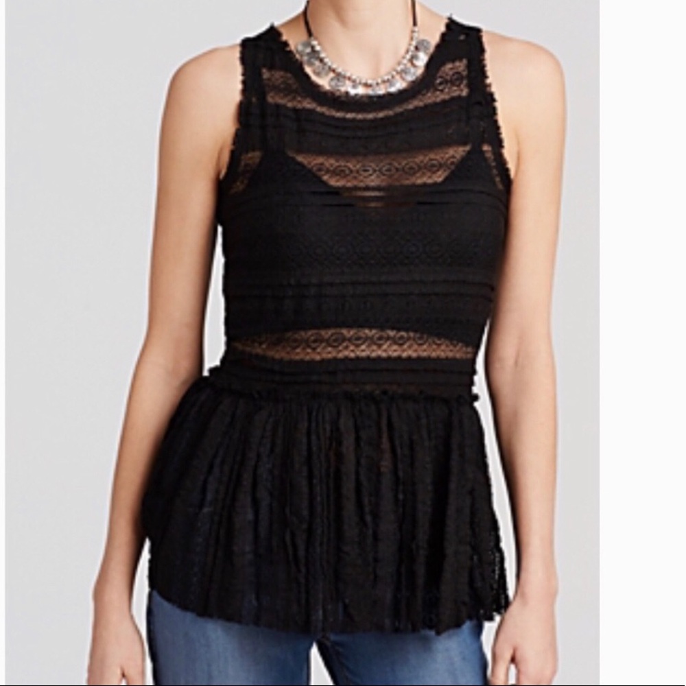 SOLD βοΈHP π Free People NWT Black Lace Tank - Picture 1 of 7